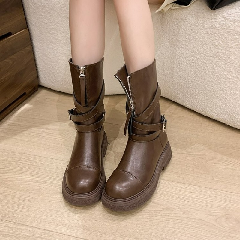 Vintage Fashion Ladies - Vintage Thick Heel Women Knight Long
