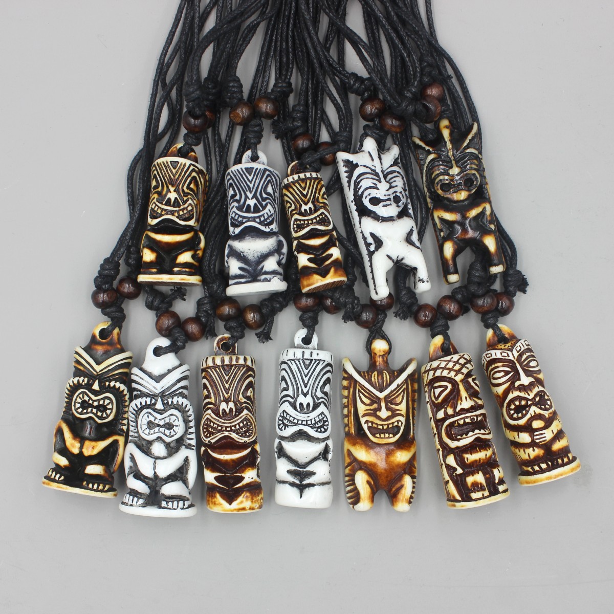 Vintage Fashion Nz - 12pcs/Lot Hawaiian Tiki Totem Necklaces for