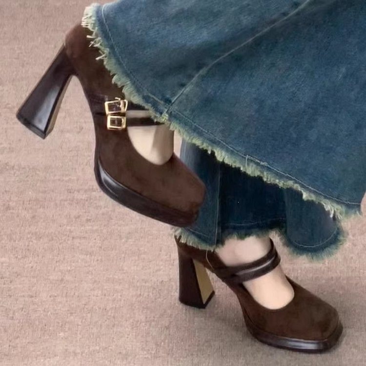 Vintage Fashion Ladies - Vintage Thick High Women Mary Jane