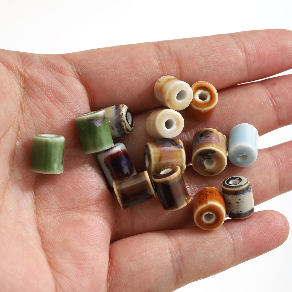Vintage Fashion Wholesale - 20pcs Ceramic Cylinder Tube Beads Multicolor