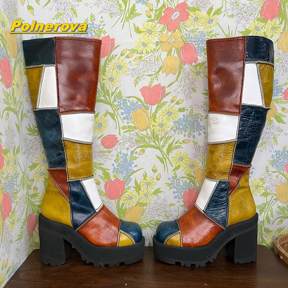 Women Retro Patchwork Leather  - огляд і ціна Vintage Fashion Style