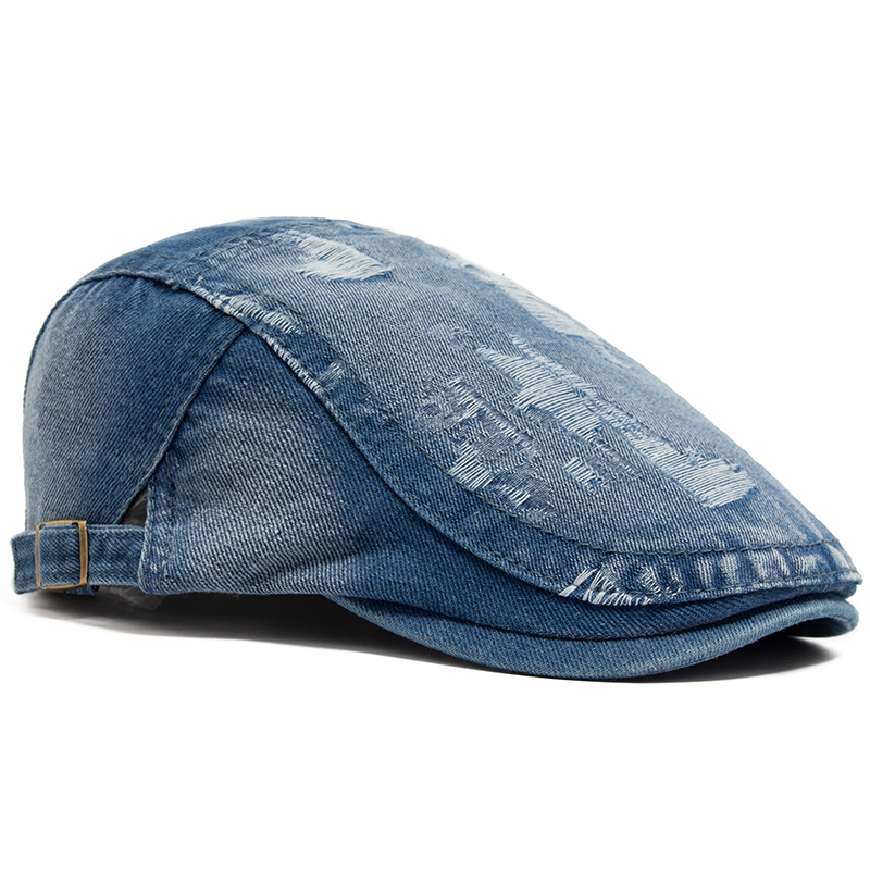 Fashion Men Ripped Denim Beret - огляд і ціна Vintage Fashion Nz