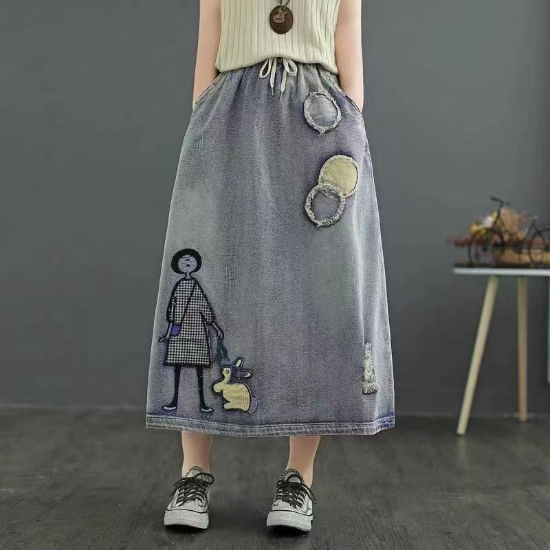 Plus Size Women Clothing Sprin - огляд і ціна Denim Skirt Midi Vintage