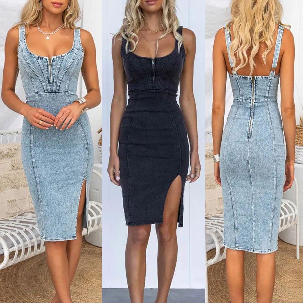 2023 Vintage U-Neck Strapless  - огляд і ціна Denim Skirt Midi Vintage