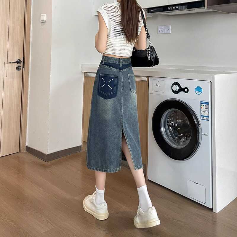 Spring Summer New Retro Color  - огляд і ціна Denim Skirt Midi Vintage